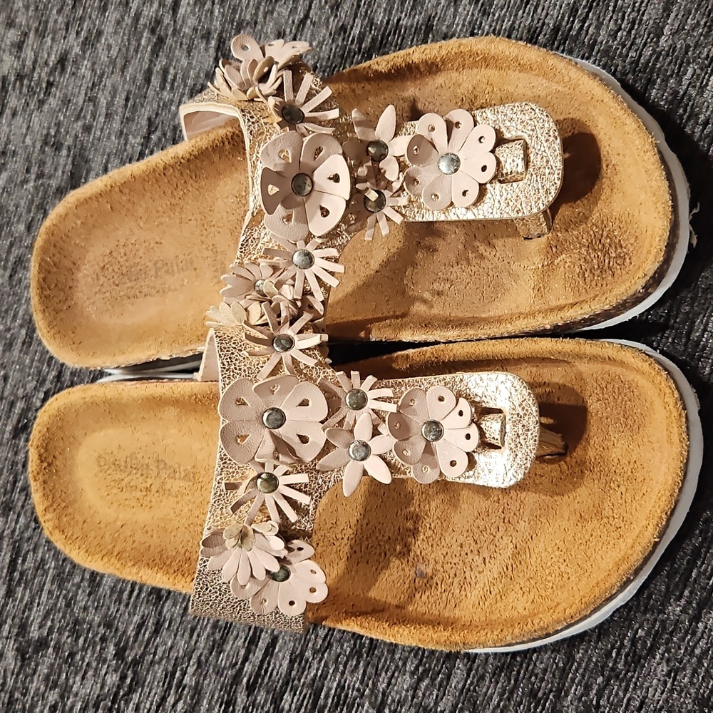 Guilia Palai Girls Rose Gold Floral Embellished Sandals Size 8.5/9